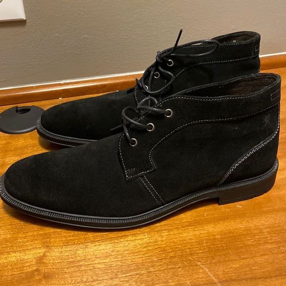 Stacy Adams Mens suede lace up memory foam black ankle boots size 9 - Picture 1 of 8